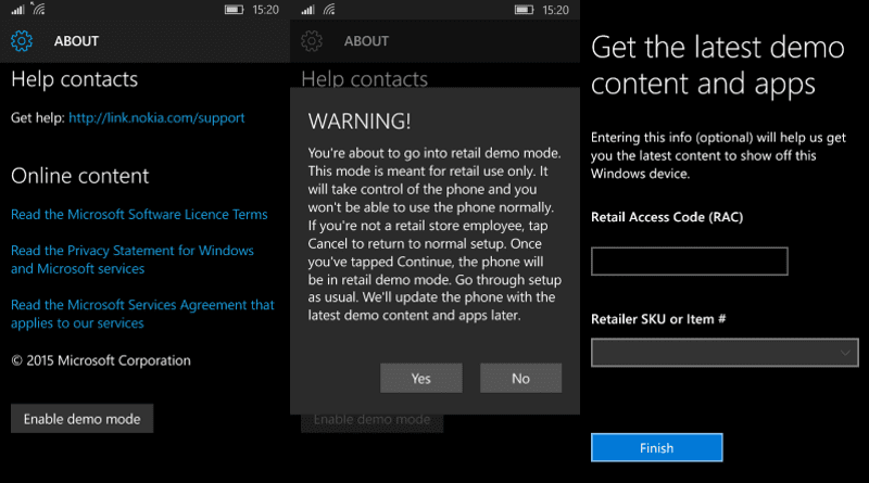 Windows 10 Mobile has a retail demo mode, but it doesn’t change anything
