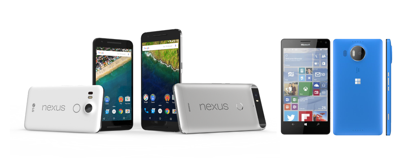 Specs comparison: Lumia 950 and Lumia 950 XL vs Nexus 5X and 6P