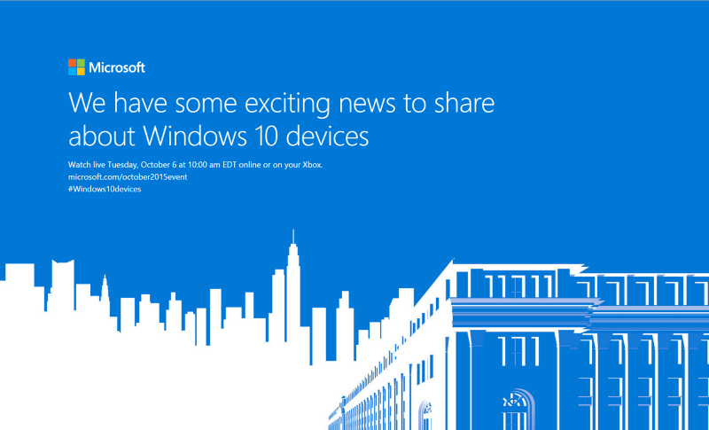 Microsoft To Launch New Windows 10 Devices On Oct 6th