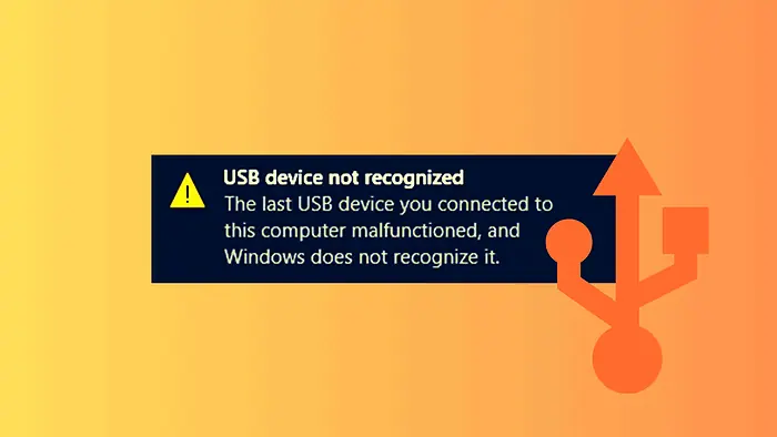 usb device not recognized windows 10