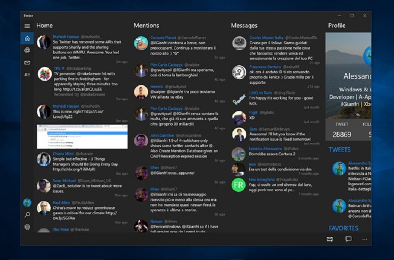 Fenice twitter client for Windows 10 gets a big update with many user interface and functionality improvements