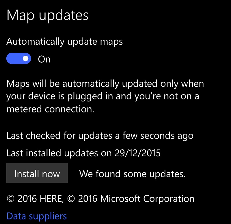 Windows 10 장치용 오프라인 지도 데이터 업데이트됨