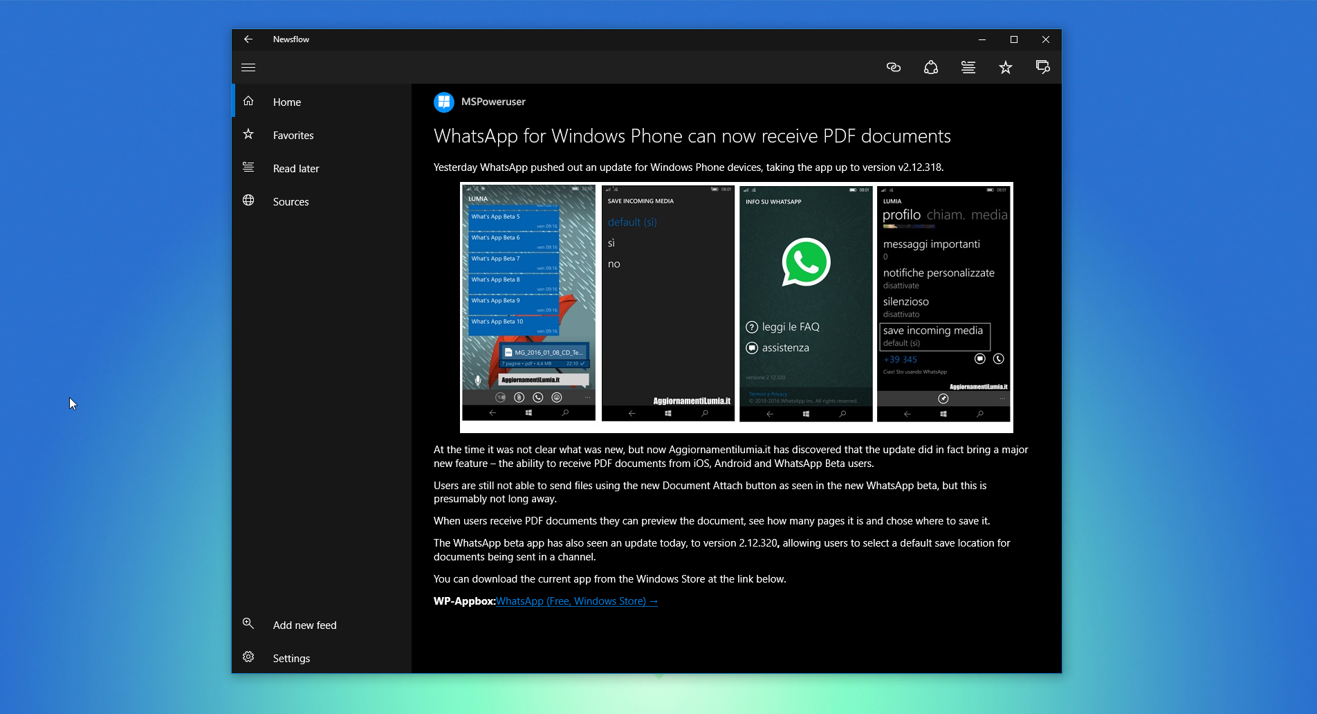 newsflow windows phone