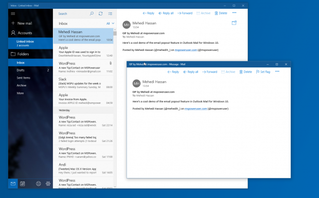 Mail Soon Outlook Mail for Windows 10 to get pop-out feature for emails soon