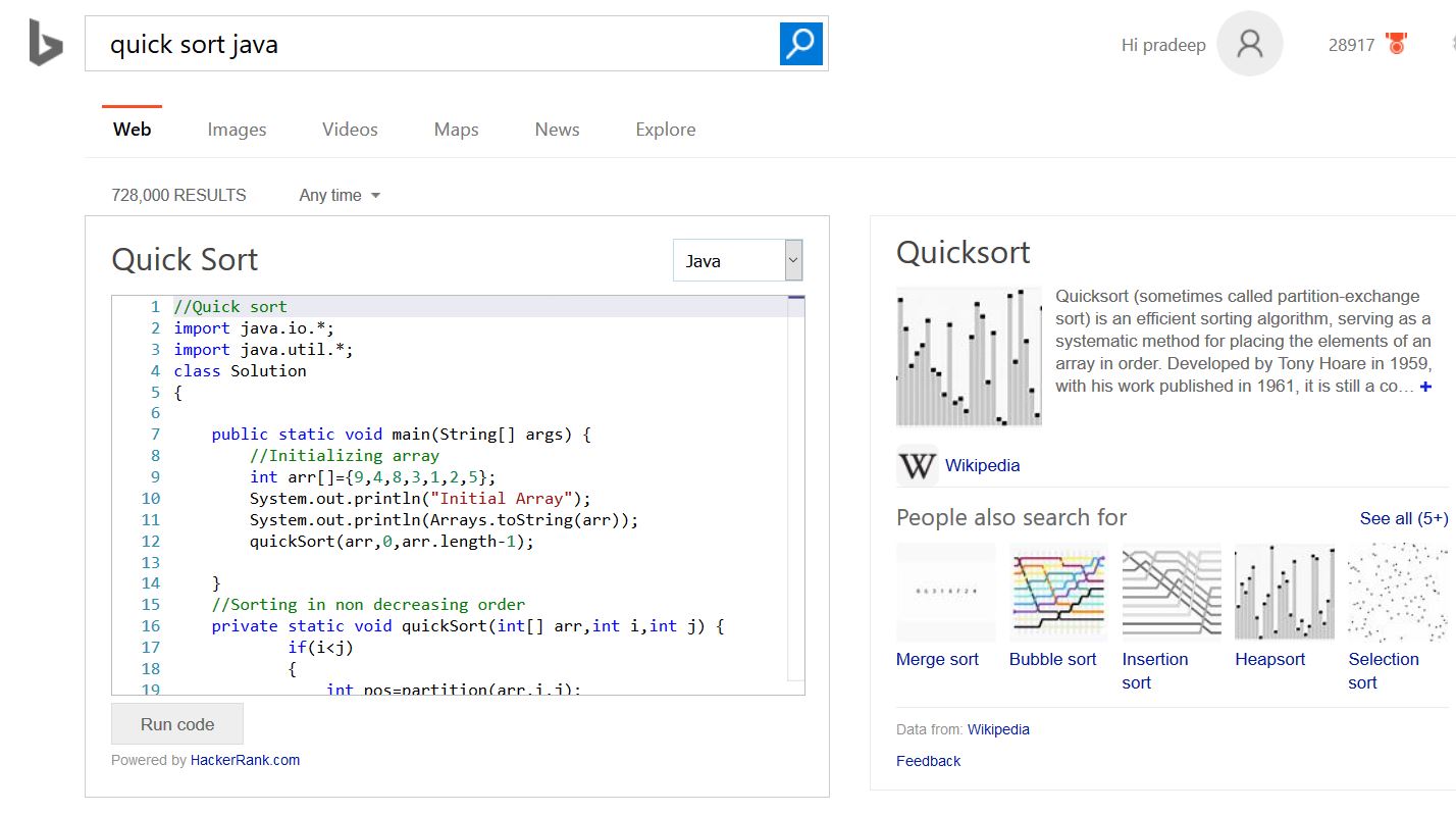 Bing partners with HackerRank to bring code snippets to its search results pages