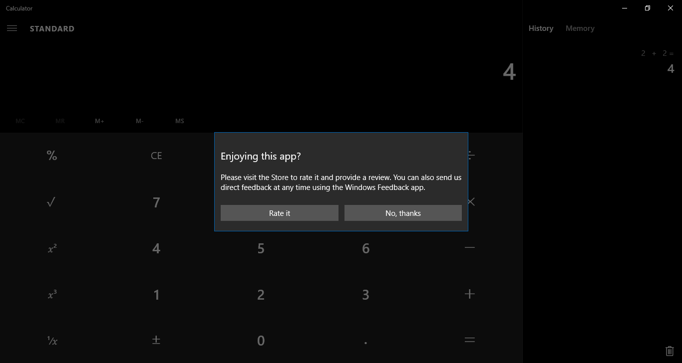 Microsoft, älä pyydä minua arvioimaan Windows 10 -sovelluksiasi