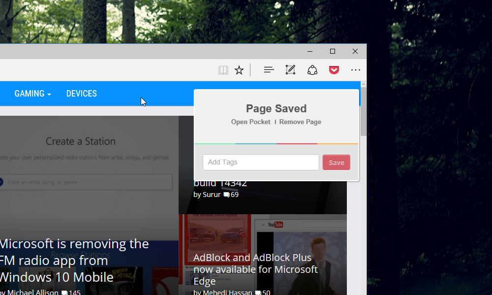 Pocket releases its official Save To Pocket extension for Microsoft Edge