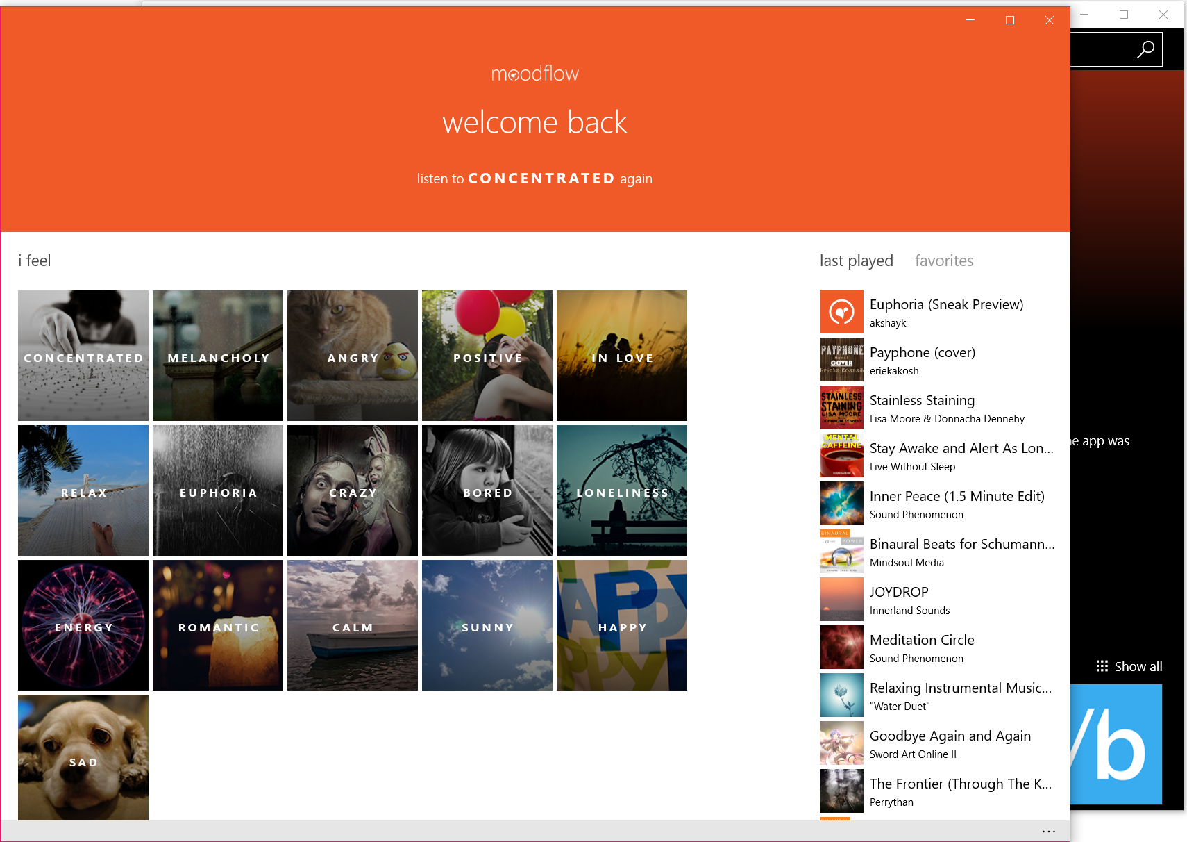 Moodflowは、気分に合わせて音楽を再生する軽量アプリです。