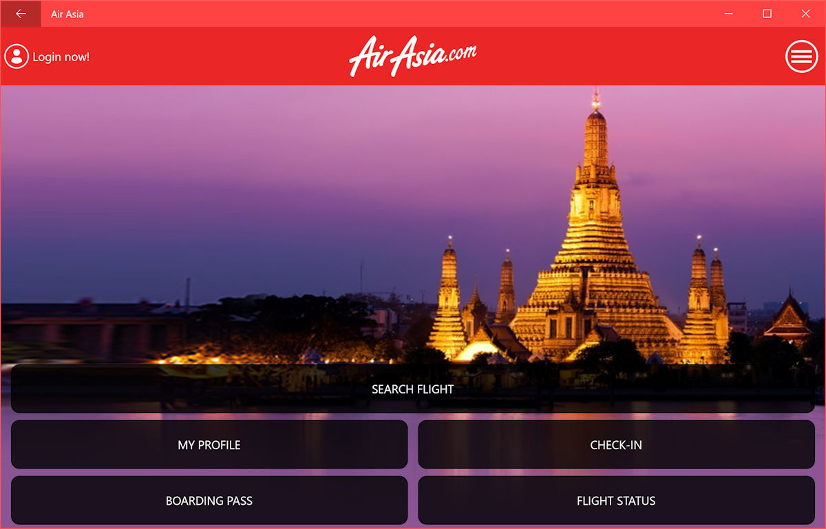 Air Asia release a Universal Windows App