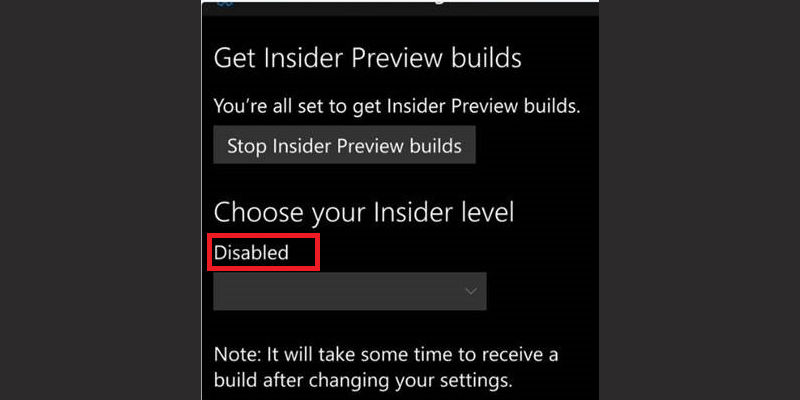 Microsoft to fix “Disabled” Insider Ring error, builds on hold till then