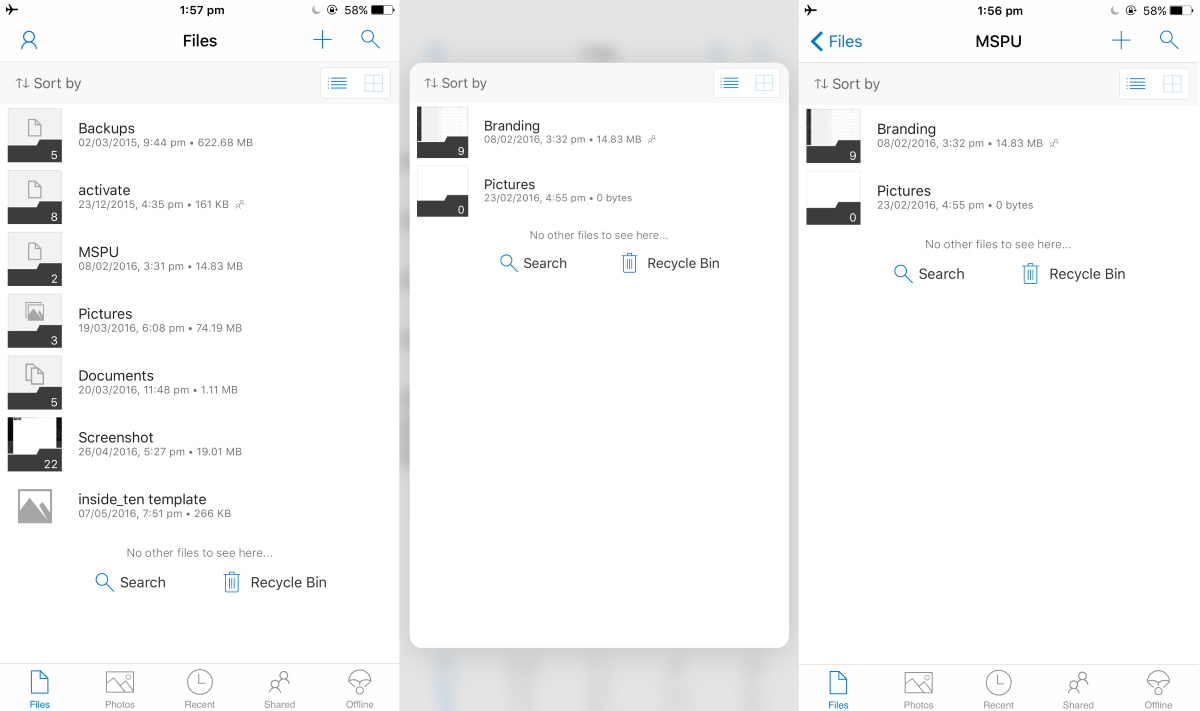 OneDrive for iOS gets Peek and Pop support, UI improvements and more