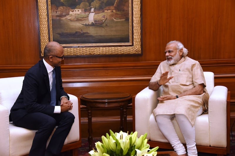 Microsoft-sjef Satya Nadella møter Indias statsminister Narendra Modi
