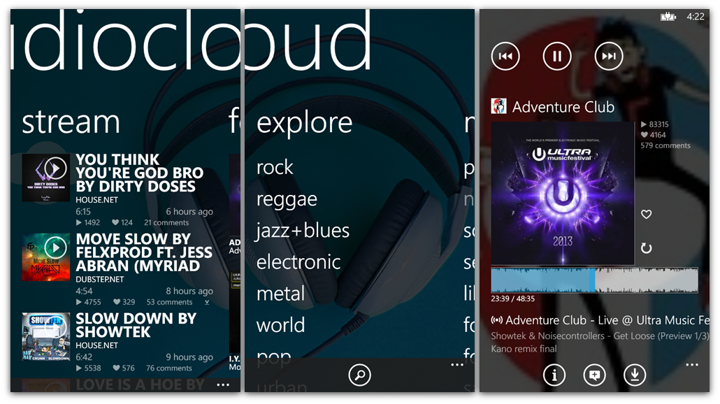 Audiocloud universal app released for Windows 10 devices