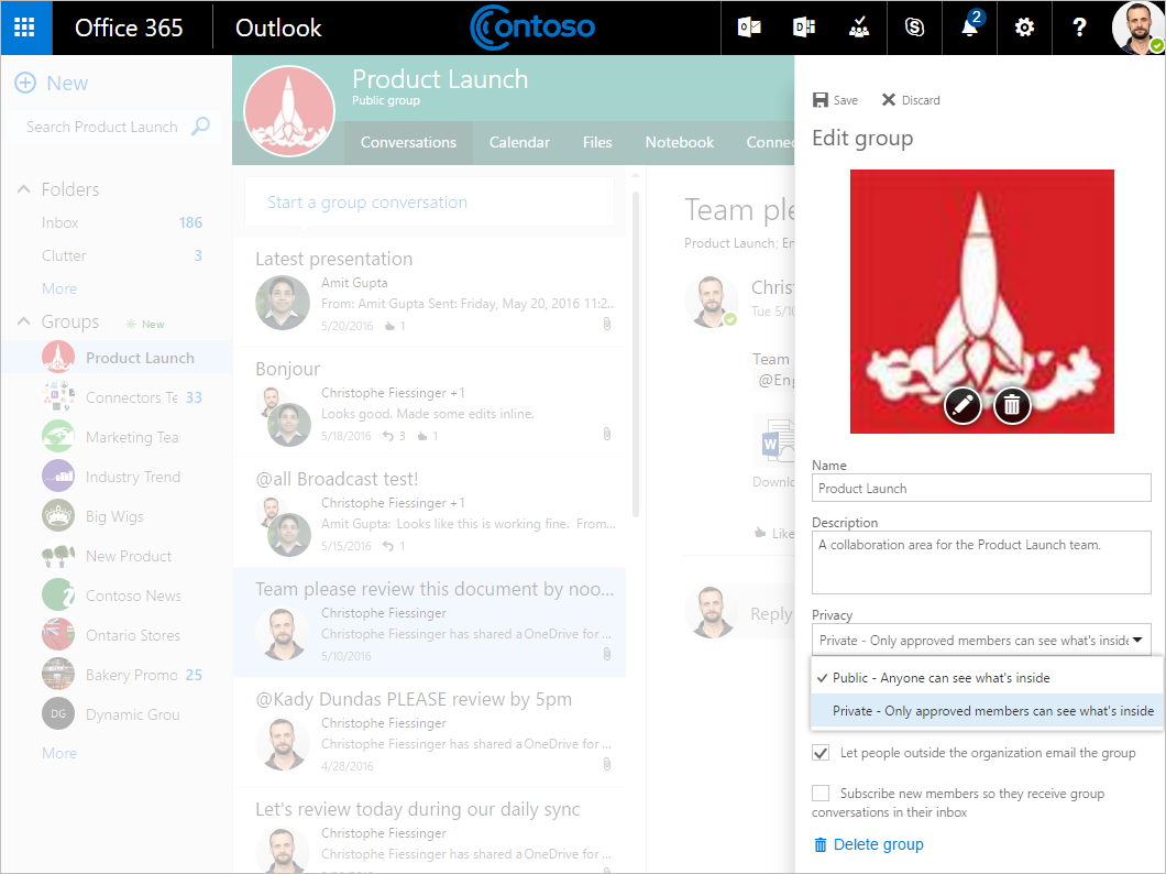 Office 365 Groups administration updated with improved privacy settings, more