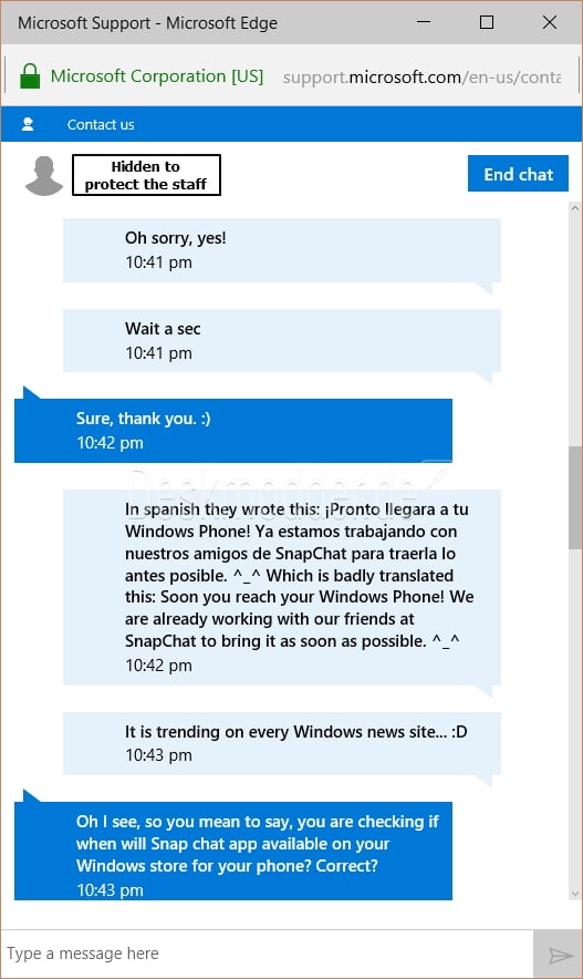 Microsoft live chat