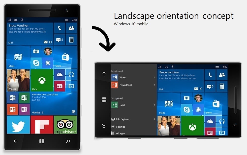 Concept: Here is a quick and easy way Microsoft could add a landscape start screen to Windows 10 Mobile