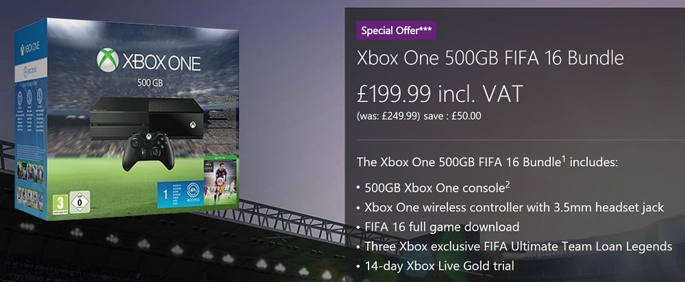 Microsoft Store UK selling 500 GB Xbox One for only £199.99 with free game