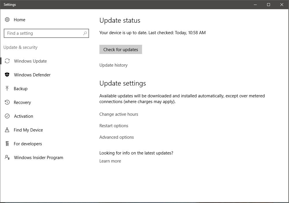 windows 10 update off