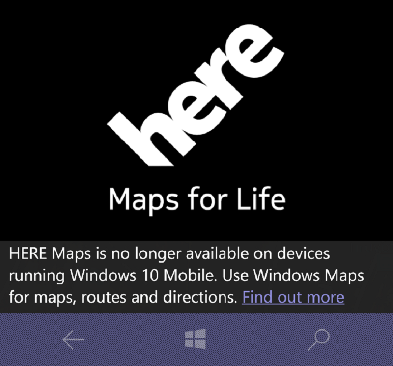 Here Maps finally stops working on Windows 10 Mobile