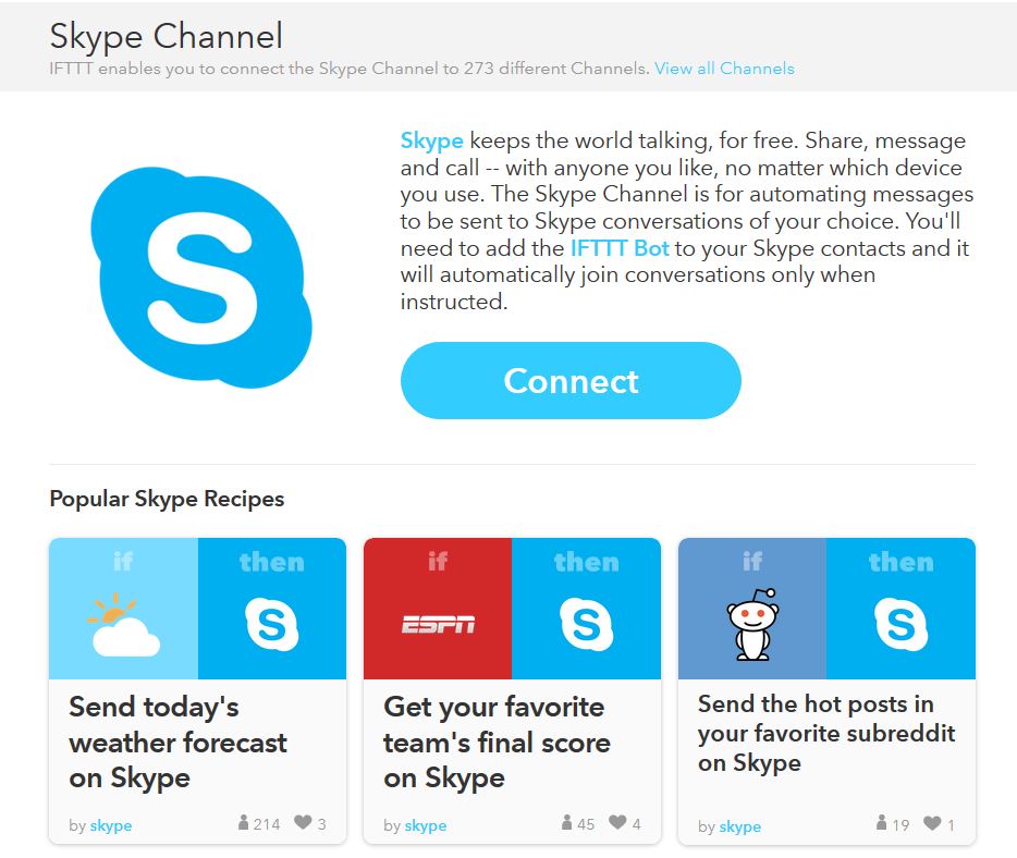 Microsoft Skype agora disponível no IFTTT
