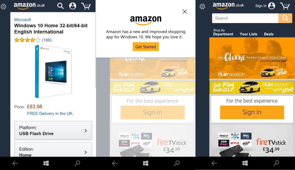 Amazon's new Windows 10 app also works on Mobile devices ...