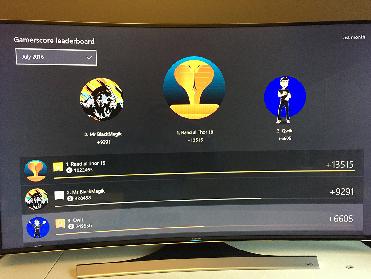 Xbox One will soon let you view the Gamerscore Leaderboard from a specific month