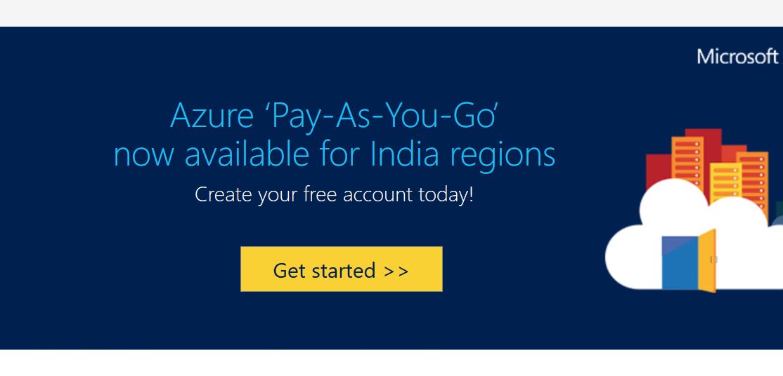 Microsoft Azure ‘Pay-As-You-Go’ now available for India regions