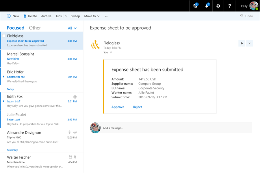 Microsoft anuncia Actionable Messages en Outlook en la web