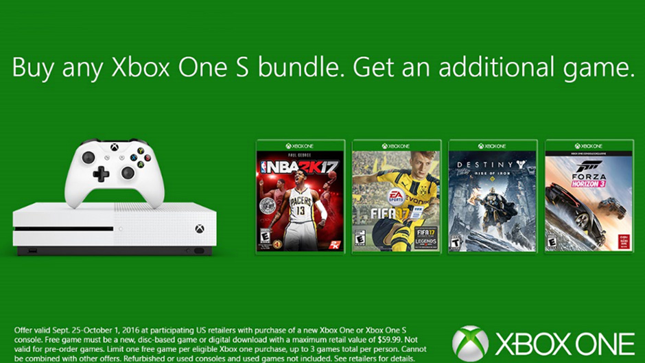 Microsoft announces limited time offer, get an additional game with any Xbox  One S bundle - MSPoweruser