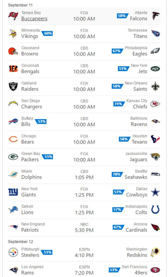 first week of nfl games