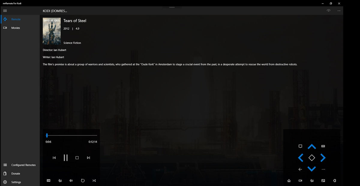 Soumission du développeur : mrRemote pour Kodi pour Windows 10 et Windows 10 Mobile