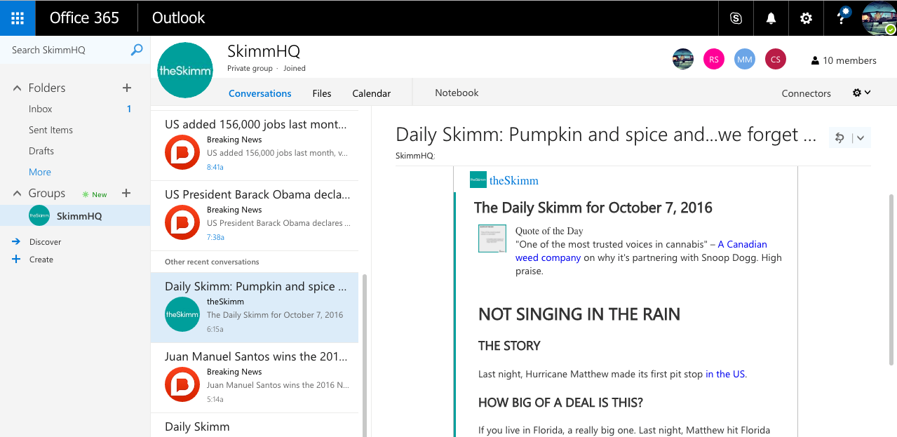 Microsoft announces integration of Office 365 Groups with theSkimm