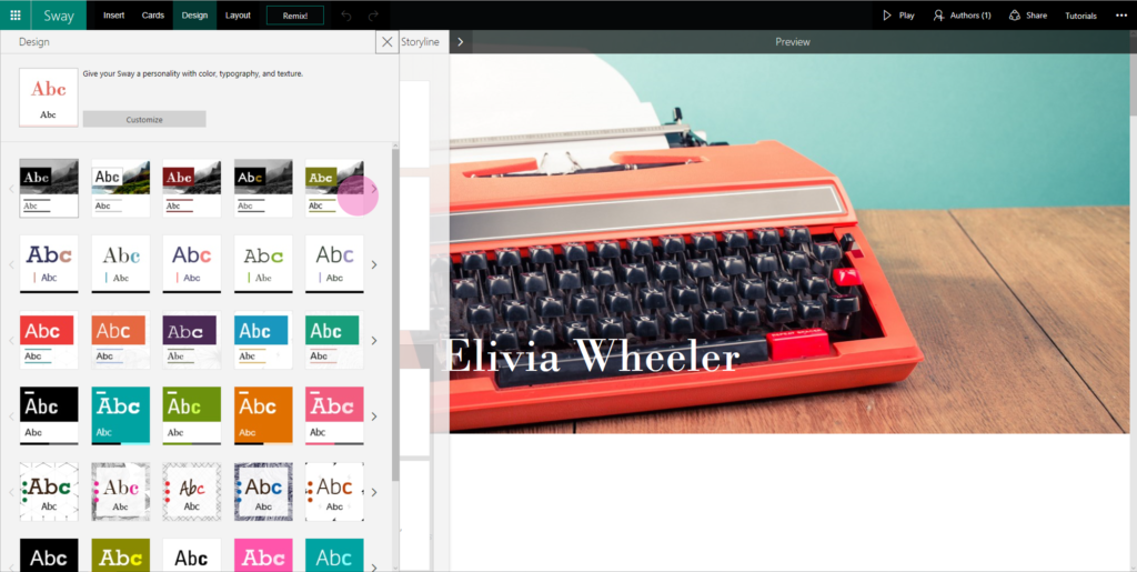 Microsoft adds new set of styles in Sway