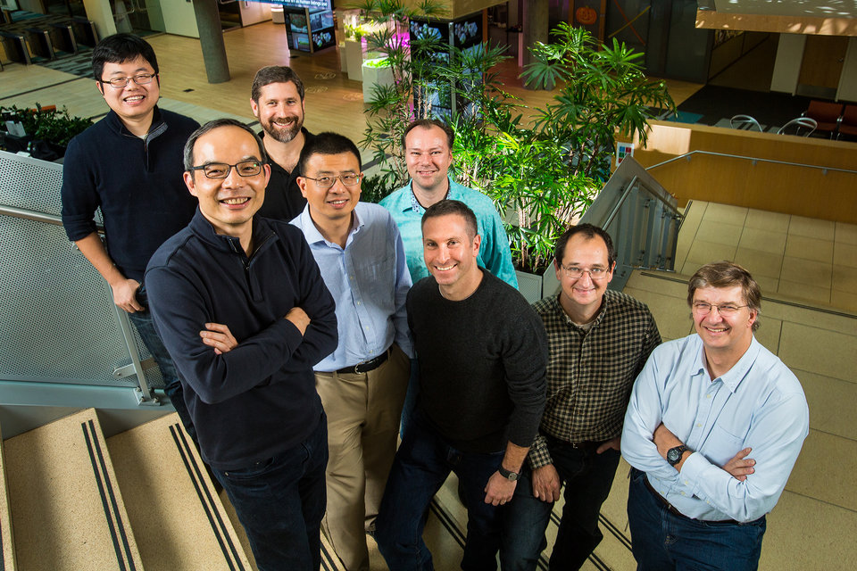 For Microsoft Technology and Research: A research team photographed in Microsoft's Building 99 in Redmond, Wash. on Thursday, October 13, 2016. Photo by Dan DeLong