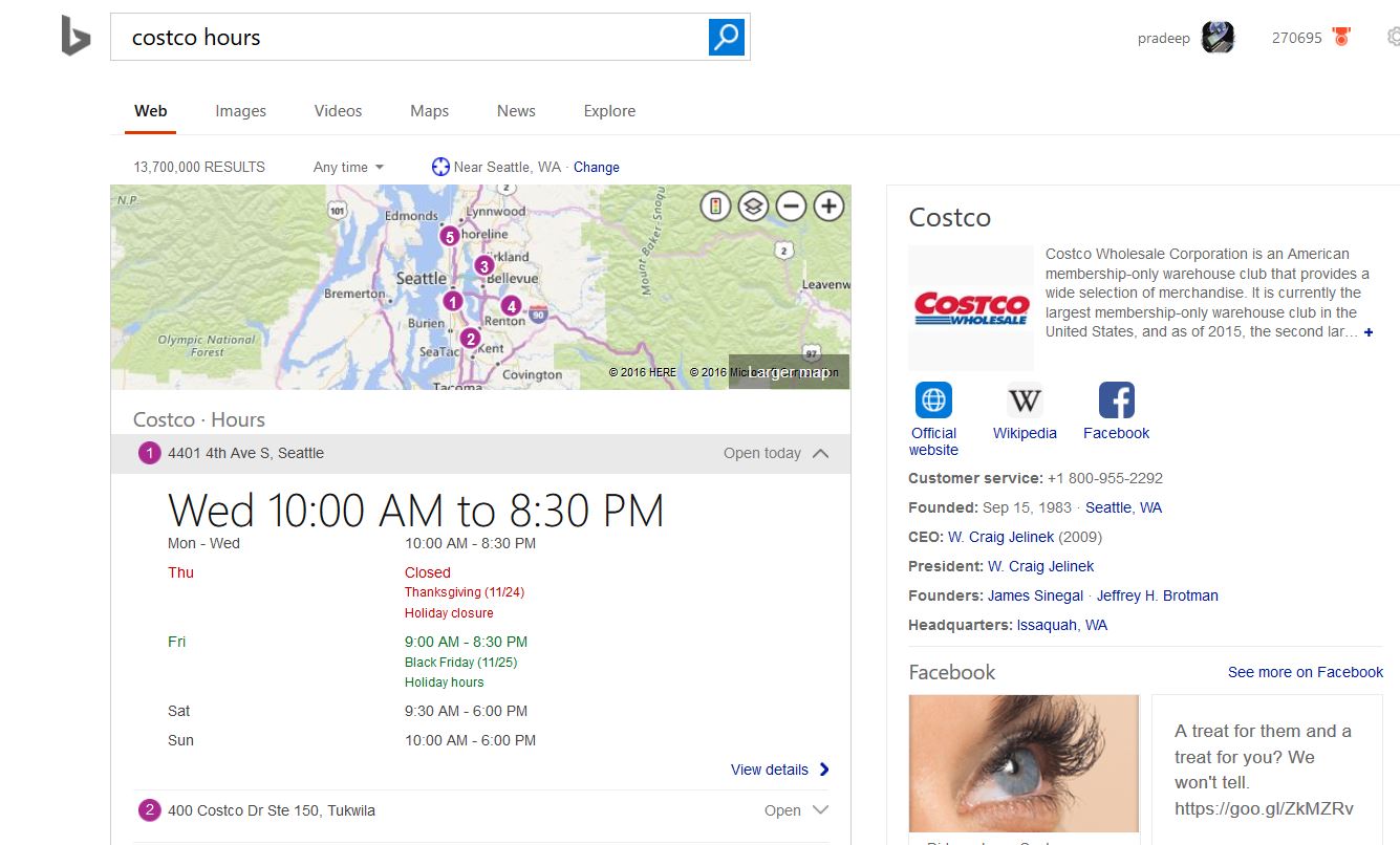 Microsoft Bing now offers hours of operation for local businesses in search results