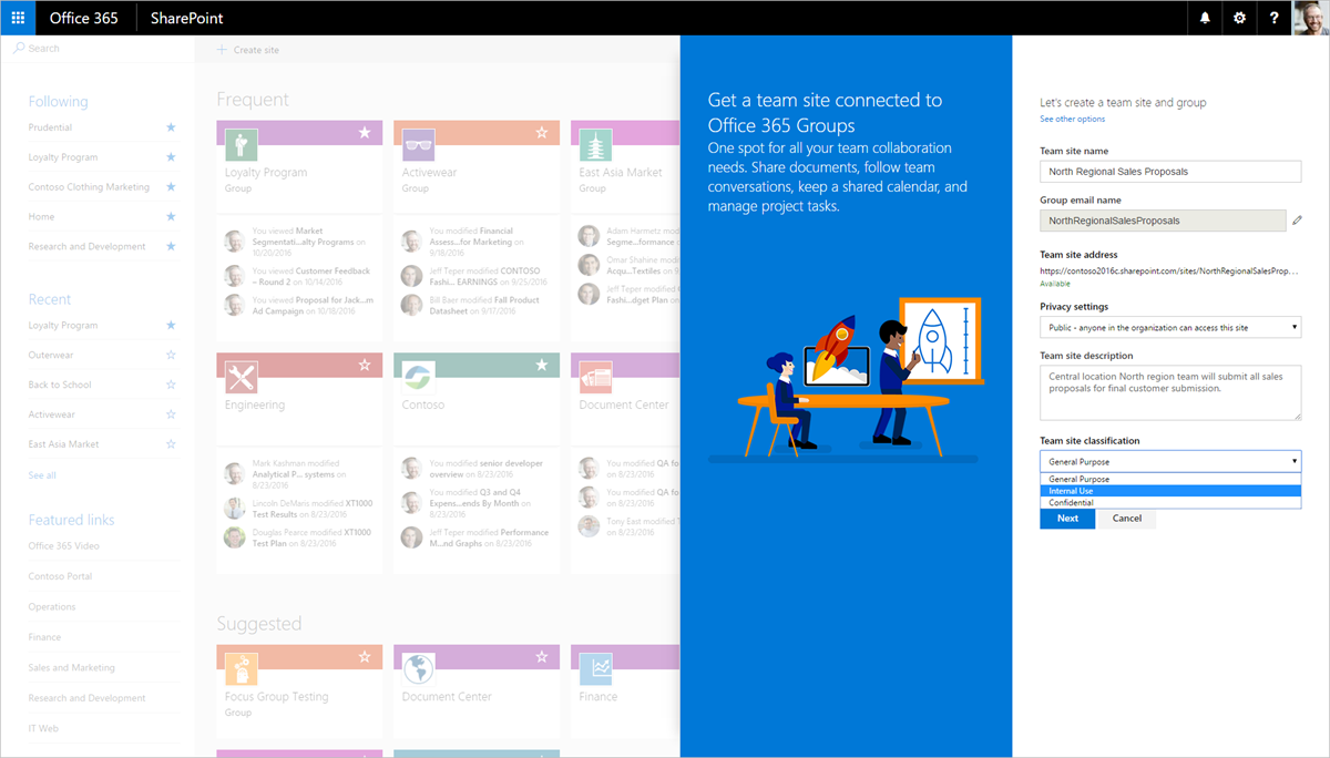Microsoft begins roll-out of SharePoint team sites connected to Office 365 Groups