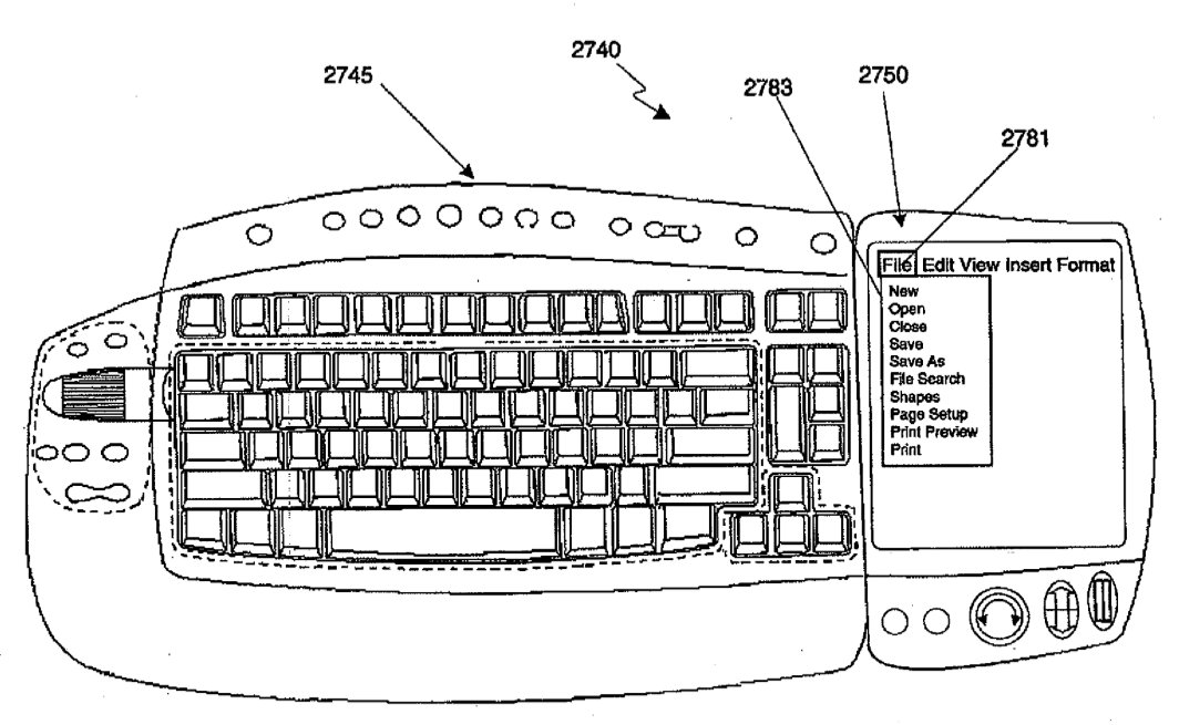 Microsoft appplied for its own patent for a keyboard with secondary screen to ease text entry