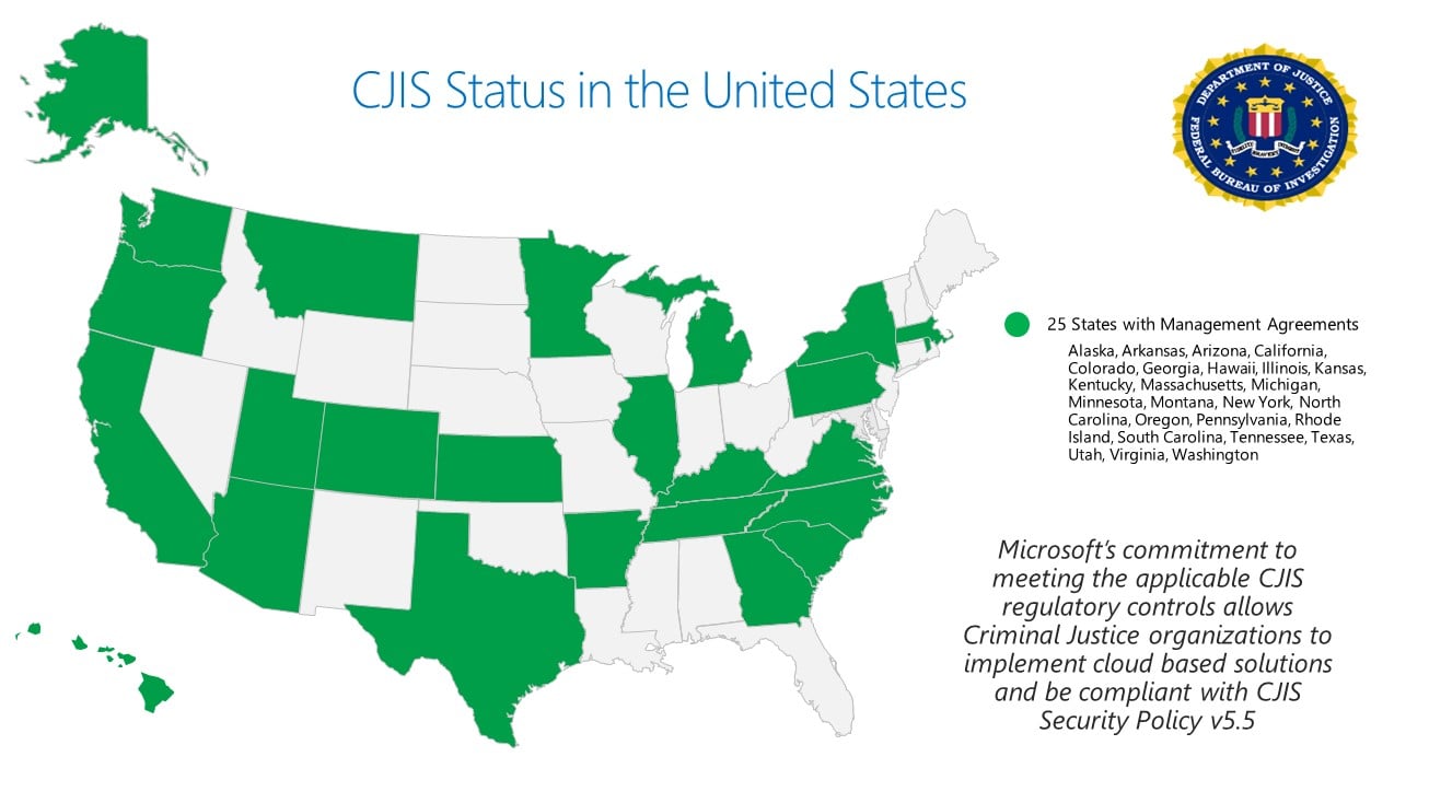 Microsoft signs CJIS Security Addendum with Utah