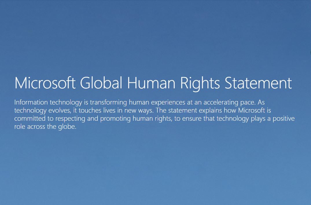 Microsoft releases an updated Microsoft Global Human Rights Statement