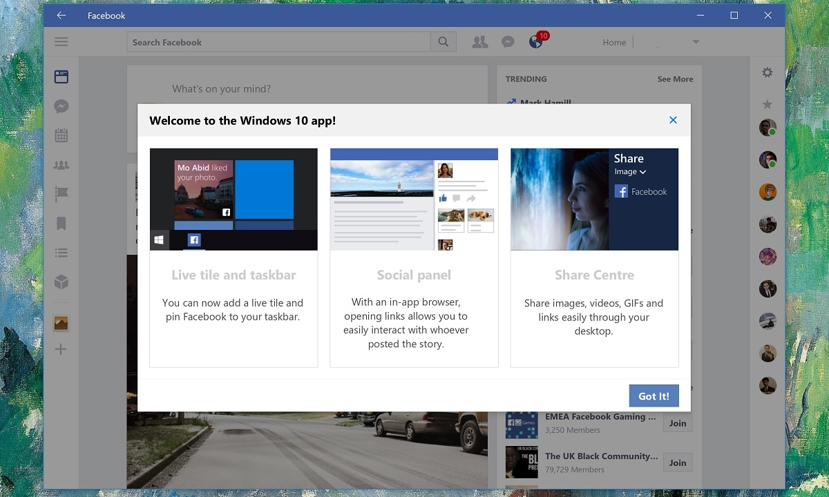 facebook desktop windows 10