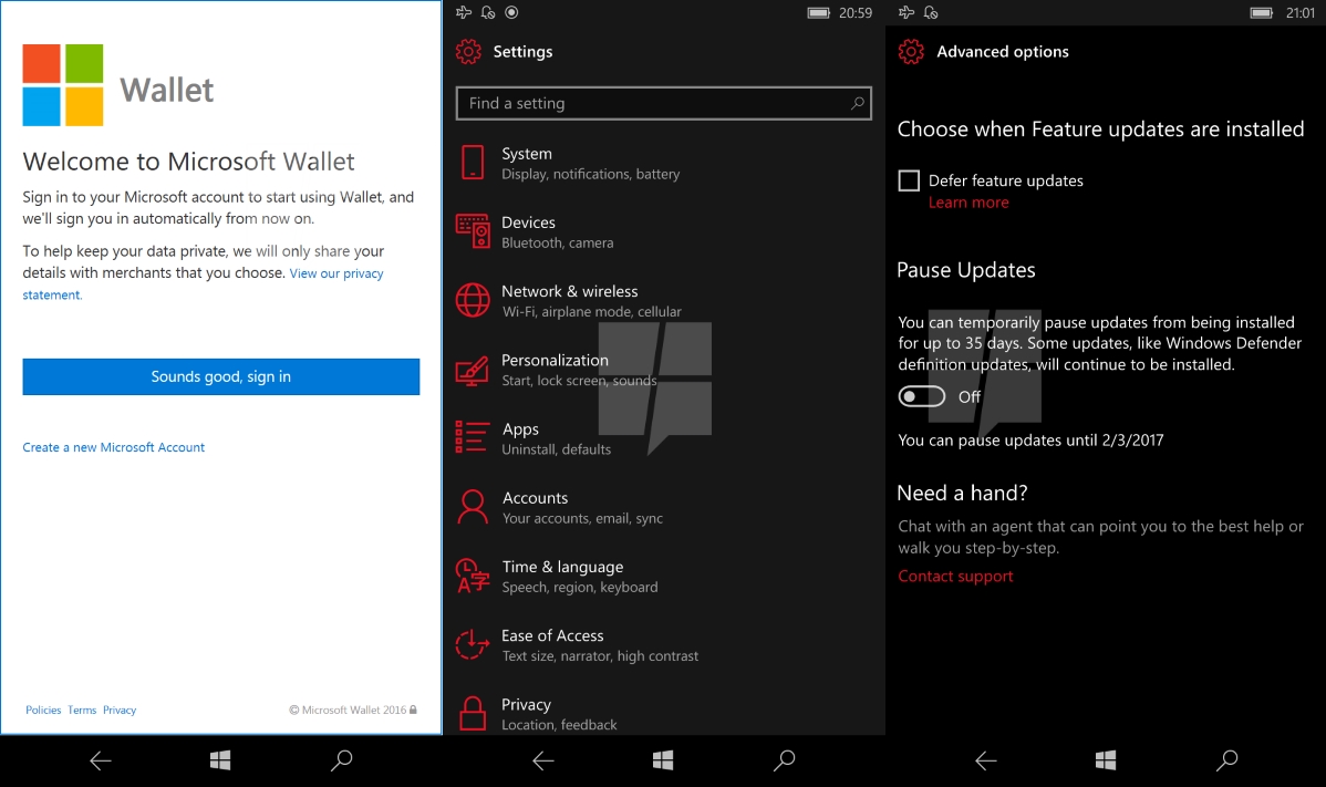 Coming to Windows 10 Mobile in early 2017: Web Payments, improvements to Edge, Settings, Windows Update, and more