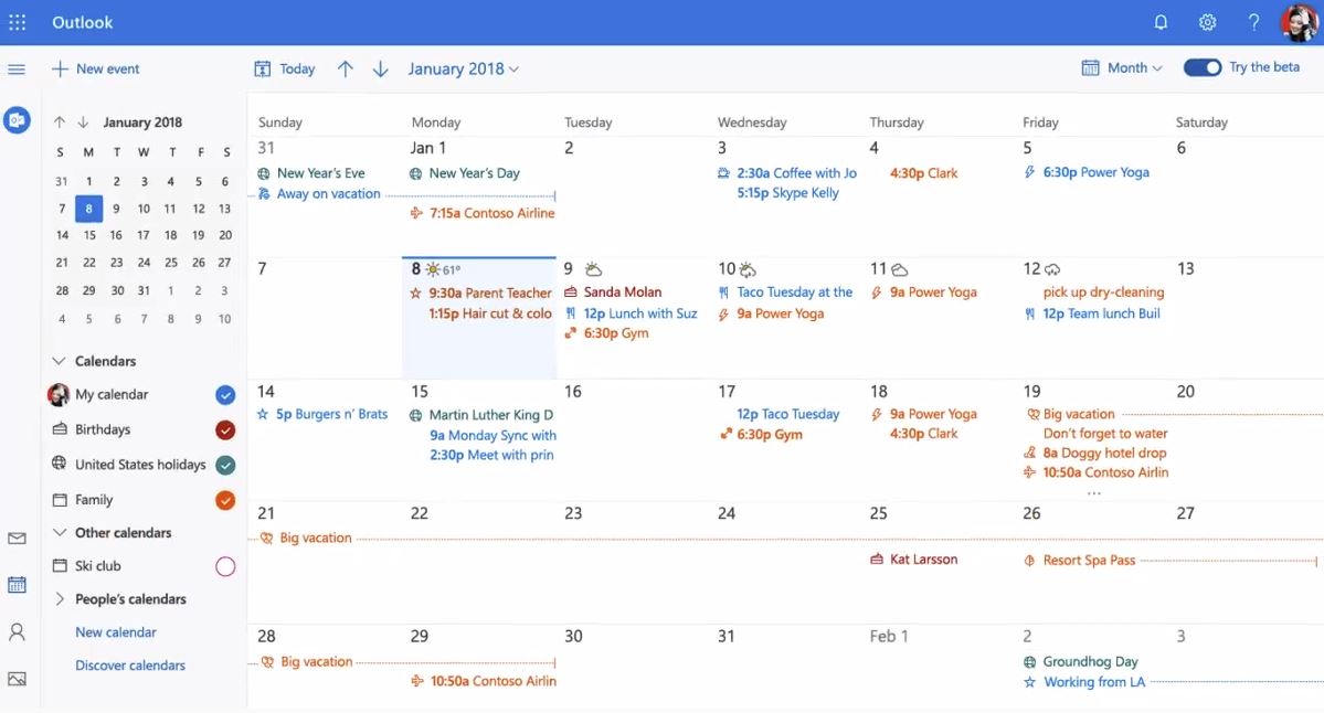 microsoft outlook to do list and calendar