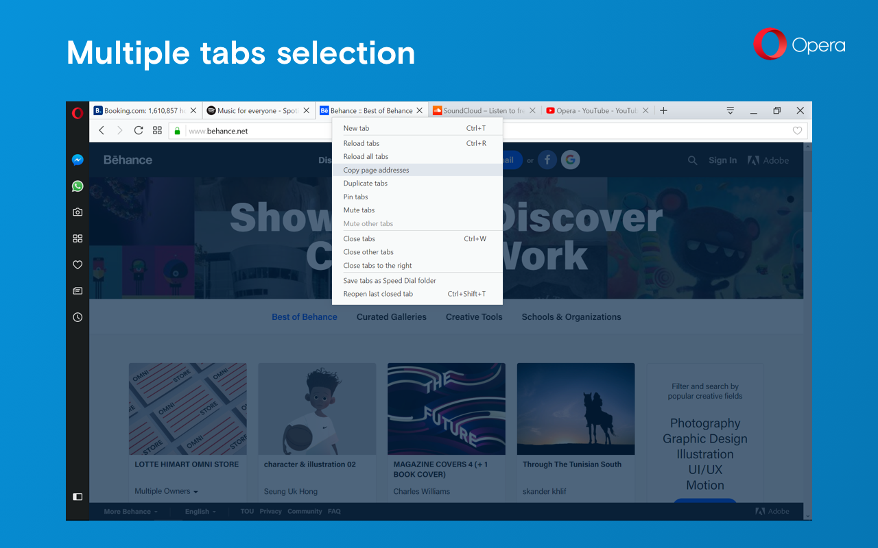 Opera tabs. New Tab Opera.