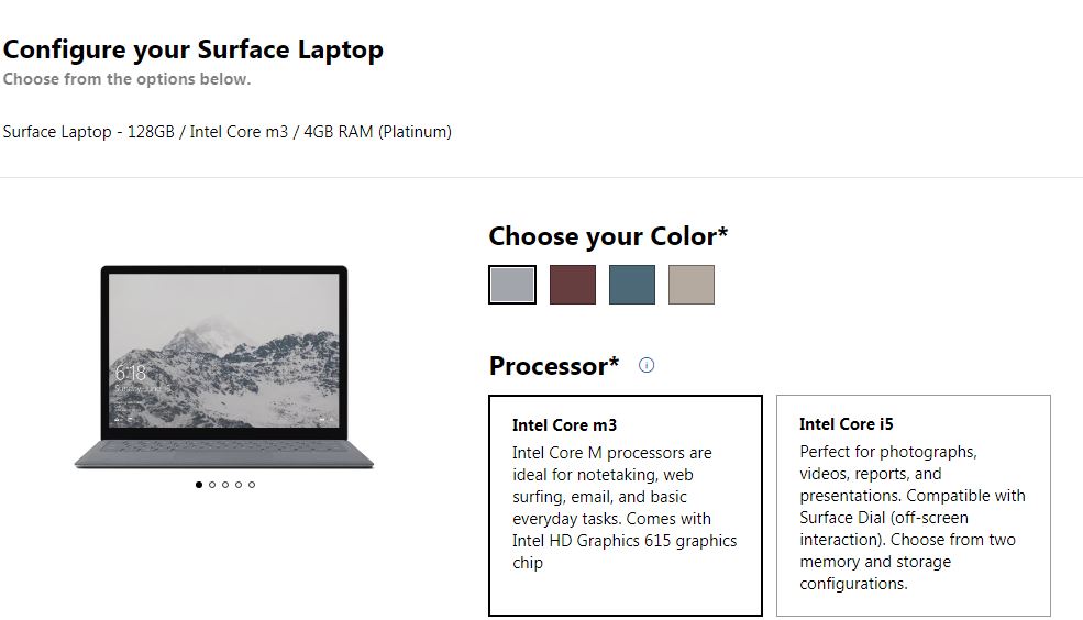 Microsoft now selling Surface Laptop with Intel Core m3 processor