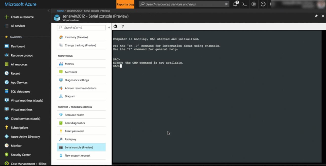 Microsoft finally announces Serial Console access for both Linux and Windows VMs on Azure