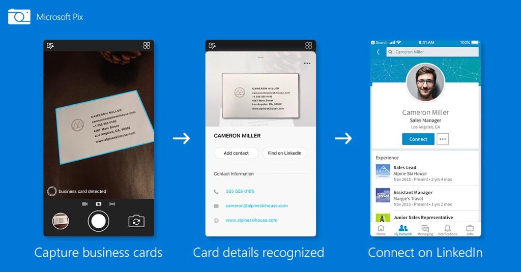 Microsoft Pix AI Camera App For IPhone S Business Card