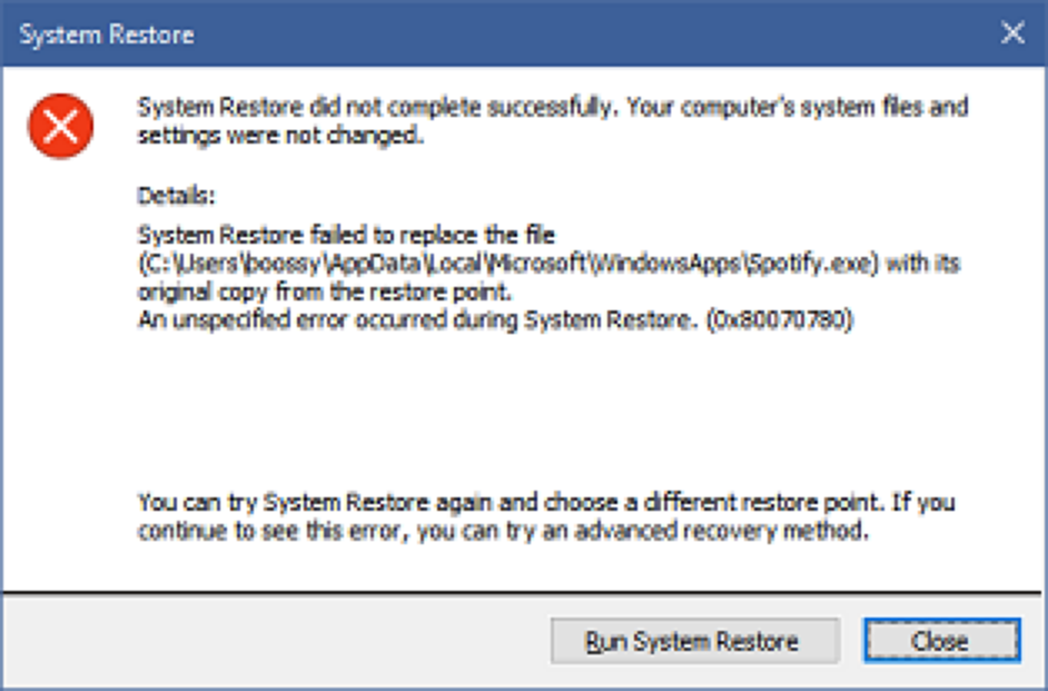 Ошибка 0х80070780. 0x80070005 Microsoft Store. Restore Zero. File restore failed.