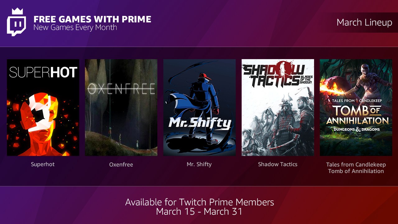 Twitch introduces Free Games with Prime, a similar program to Xbox’s Games with Gold