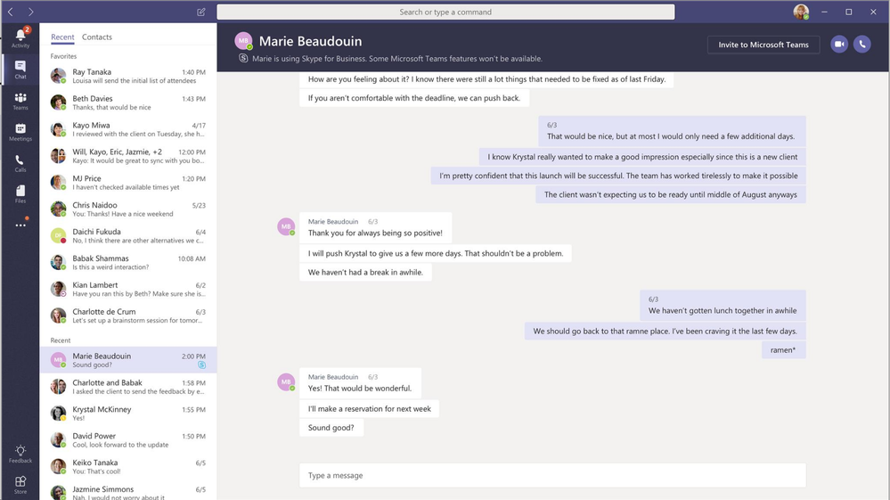 Microsoft Teams April update brings Skype for Business interop with persistent chat