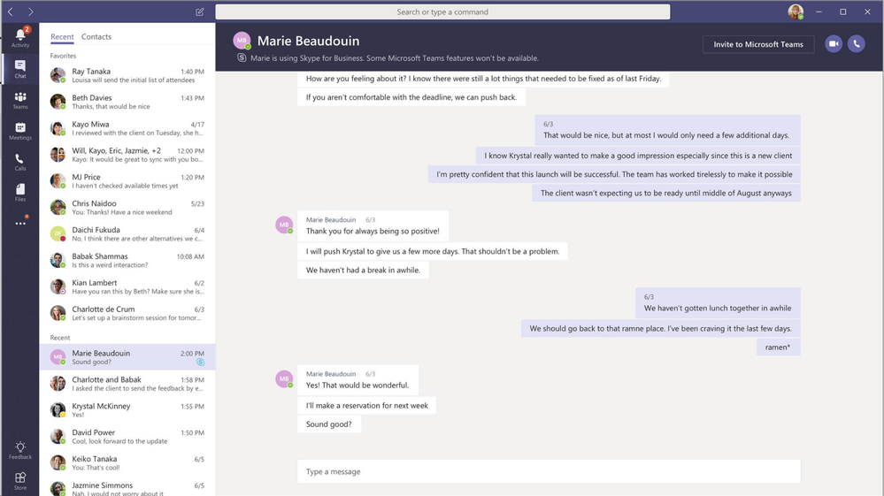 Microsoft Teams Nisan güncellemesi, kalıcı sohbet ile Skype Kurumsal birlikte çalışmasını getiriyor